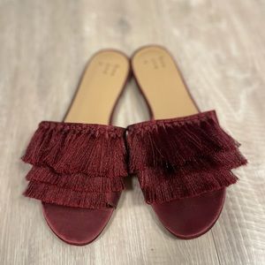 Burgundy Tassel Sandals (7W)